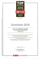 Zertifikat Ärzteliste 2016 Hüfte